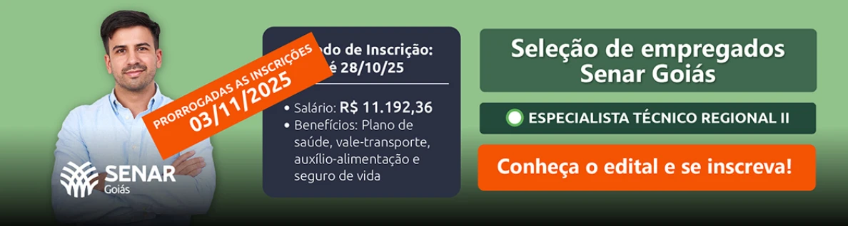 Processo seletivo Especialista Técnico Regional II banner home prorroga